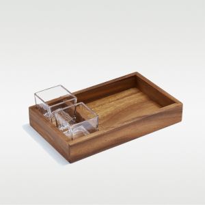 3-Pce Lounge Small Rectangular Dip Plate Set with Glass