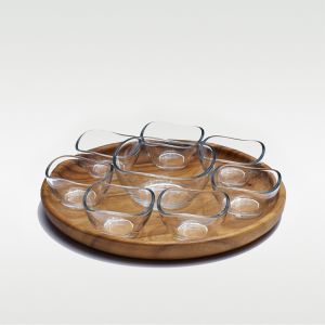 9-Pce Savory Medium Round Dip Dish Set with Glass Dip Dishes