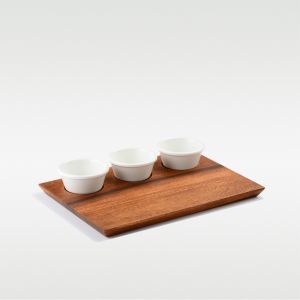 3-Pce Rectangular Serving Platter Set with Melamine Sauce Bowl(s)